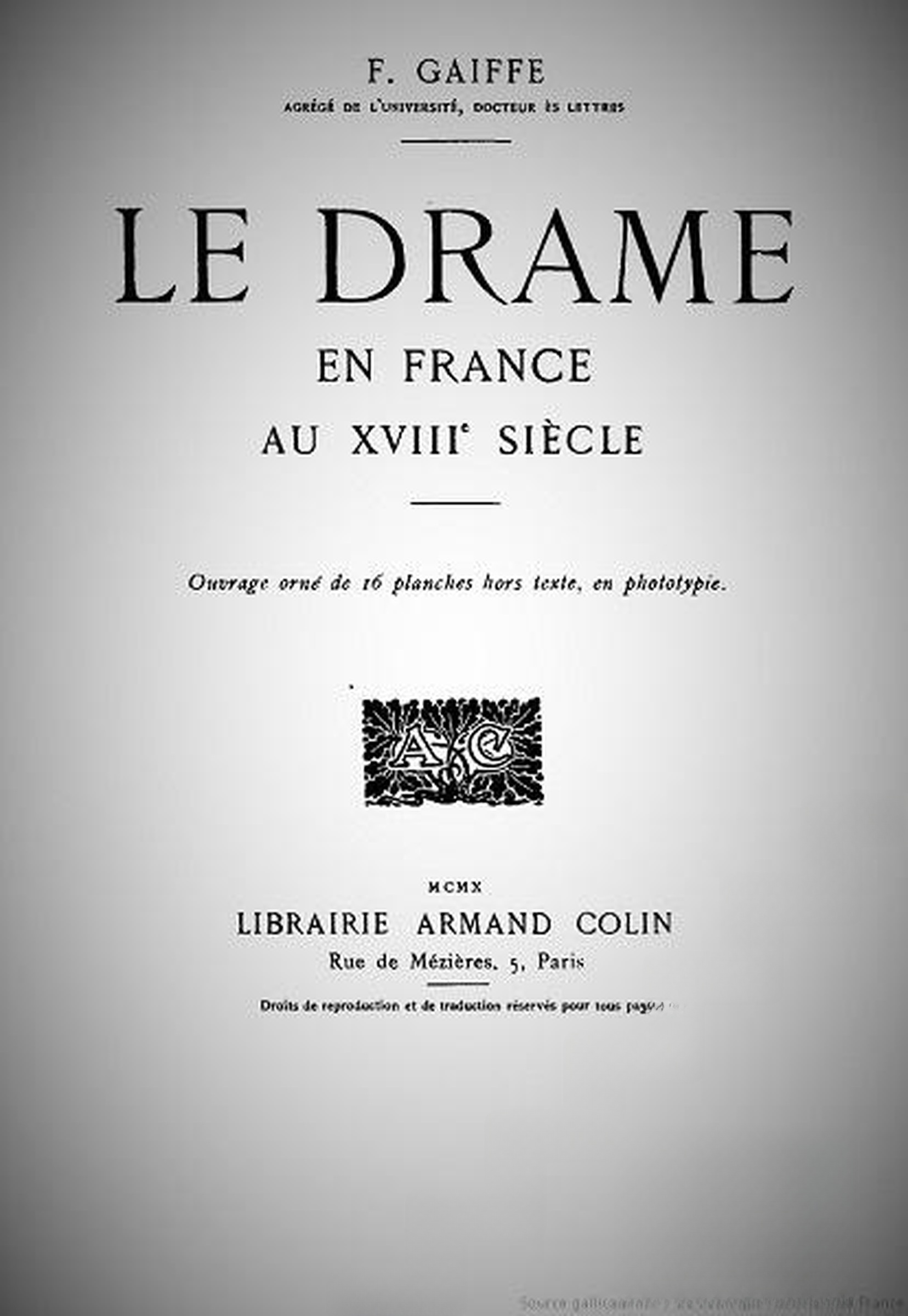 Le drame en France au XVIIIe siècle — обложка